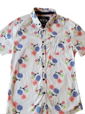 FIVE POINT INDUSTRIAL White With Pineapples And Martinis Mens M Slim Fit Flex